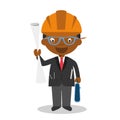 Cute cartoon vector illustration of a black or african american male architect