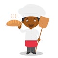 Cute cartoon vector illustration of a black or african american male baker