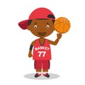 Cute cartoon vector illustration of a black or african american male basketball player