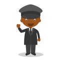 Cute cartoon vector illustration of a black or african american male chauffeur