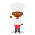 Cute cartoon vector illustration of a black or african american male chef