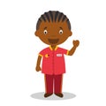 Cute cartoon vector illustration of a black or african american male clerk or cashier