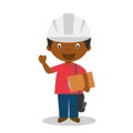 Cute cartoon vector illustration of a black or african american male engineer Royalty Free Stock Photo