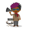 Cute cartoon vector illustration of a black or african american male filmmaker