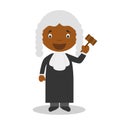 Cute cartoon vector illustration of a black or african american male judge