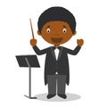 Cute cartoon vector illustration of a black or african american male orchestra director