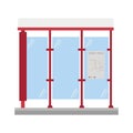 Cute cartoon vector illustration of a bus or tram stop