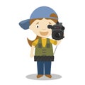 Cute cartoon vector illustration of a camerawoman. Women Professions Series Royalty Free Stock Photo