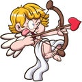 Valentine Cherub Aiming With Bow And Arrow. Vector illustration with simple gradients.