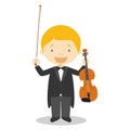 Cute cartoon vector illustration of a classic musician or a violinist
