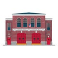 Cute cartoon vector illustration of a fire station