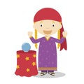 Cute cartoon vector illustration of a fortune teller. Women Professions Series Royalty Free Stock Photo