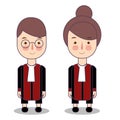 Cute cartoon vector illustration of a judge. kids wearing robe costume.