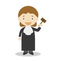 Cute cartoon vector illustration of a judge. Women Professions Series