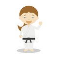 Cute cartoon vector illustration of a karateka. Women Professions Series