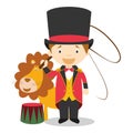 Cute cartoon vector illustration of a lion tamer Royalty Free Stock Photo