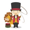 Cute cartoon vector illustration of a lion tamer. Women Professions Series Royalty Free Stock Photo