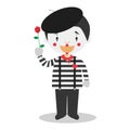 Cute cartoon vector illustration of a mime