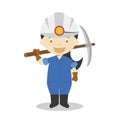 Cute cartoon vector illustration of a miner. Women Professions Series