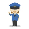 Cute cartoon vector illustration of a pilot. Women Professions Series