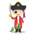 Cute cartoon vector illustration of a pirate Royalty Free Stock Photo