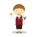 Cute cartoon vector illustration of a receptionist. Women Professions Series