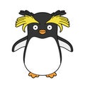 Cute cartoon vector illustration of a rockhopper penguin