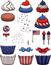 4th Of July Cupcake Build Set. Vector clip art illustration with simple gradients. Royalty Free Stock Photo