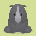 Cute Cartoon Vector Little Rhino Isolated On White