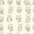 Cute cartoon vector owls. Vector pattern