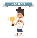 Cute cartoon vector profession basketball kid with