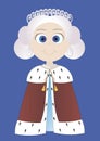 Cute cartoon vector queen Elizabeth II