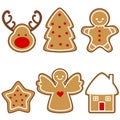 Cute cartoon vector set gingerbread christmas cookies Royalty Free Stock Photo