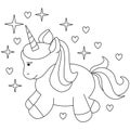 Cute cartoon vector unicorn coloring page Royalty Free Stock Photo