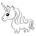 Cute Cartoon Vector Unicorn Coloring Page