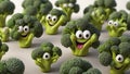 cute cartoon vegetable broccoli food happy organic diet