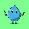 Cute cartoon water drop hold knife and water drop Royalty Free Stock Photo