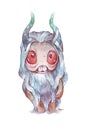 Cute cartoon watercolor monster