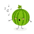 Cute cartoon watermelon singer