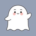 Cute Cartoon Waving Friendly Ghost Halloween Royalty Free Stock Photo
