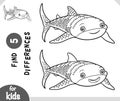 Cute cartoon Whale shark, find differences educational game for kids
