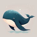 Cute cartoon whale. Vector illustration. Cute baby whale. Royalty Free Stock Photo