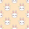 Cute cartoon white bunny faces pattern seamless background spring Easter design Royalty Free Stock Photo
