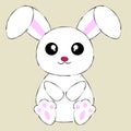 Cute Cartoon White Bunny Rabbit. Flat color. Vector EPS 10 Royalty Free Stock Photo