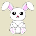 Cute Cartoon White Bunny Rabbit with shadow tone. Flat color. Vector EPS 10 Royalty Free Stock Photo