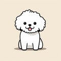 Cute Cartoon White Dog With Strong Facial Expression