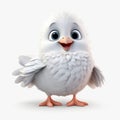 Cute Cartoon White Pigeon In Unreal Engine 5 Style