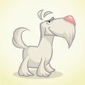 Cute cartoon white scottish terrier. Vector white Scottie dog