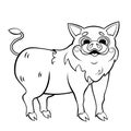 Cute cartoon wild boar vector coloring page outline. Happy hog. Coloring book of forest animals for kids. Isolated on white