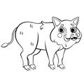 Cute cartoon wild boar vector coloring page outline. Happy hog. Coloring book of forest animals for kids. Isolated on white
